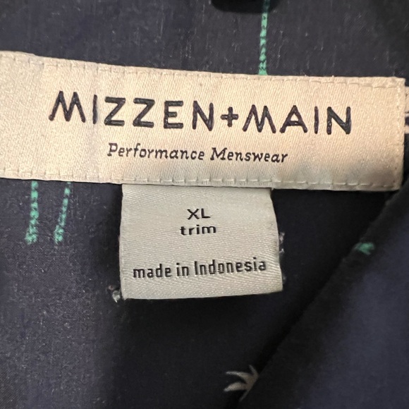 Mizzen+Main Performance Navy Short-Sleeve Button-Up Palm Tree Print Men’s XL - Picture 6 of 10